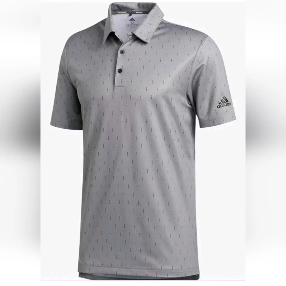 Adidas Polo Shirt Men 2X Gray Indigo Hash Print Performance Golf Pickleball Nwt